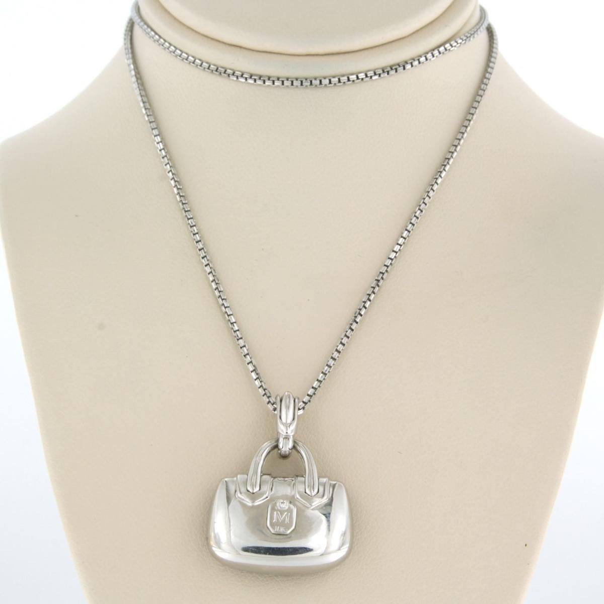 Necklace and pendant with sapphire and brilliant cut diamonds 18k gold 12.9 gram For Sale 1