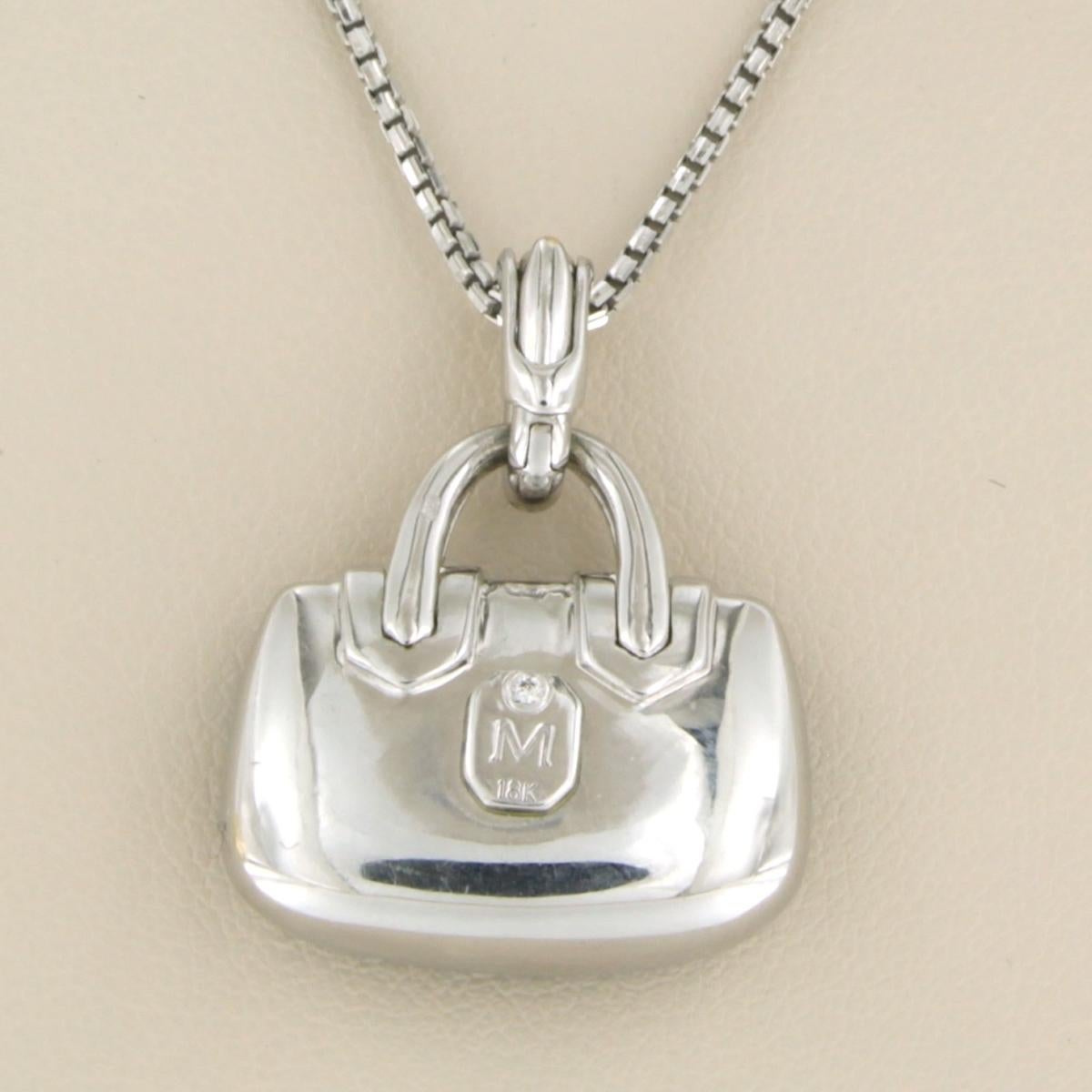 Necklace and pendant with sapphire and brilliant cut diamonds 18k gold 12.9 gram For Sale 2