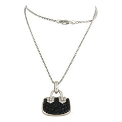 Necklace and pendant with sapphire and brilliant cut diamonds 18k gold 12.9 gram