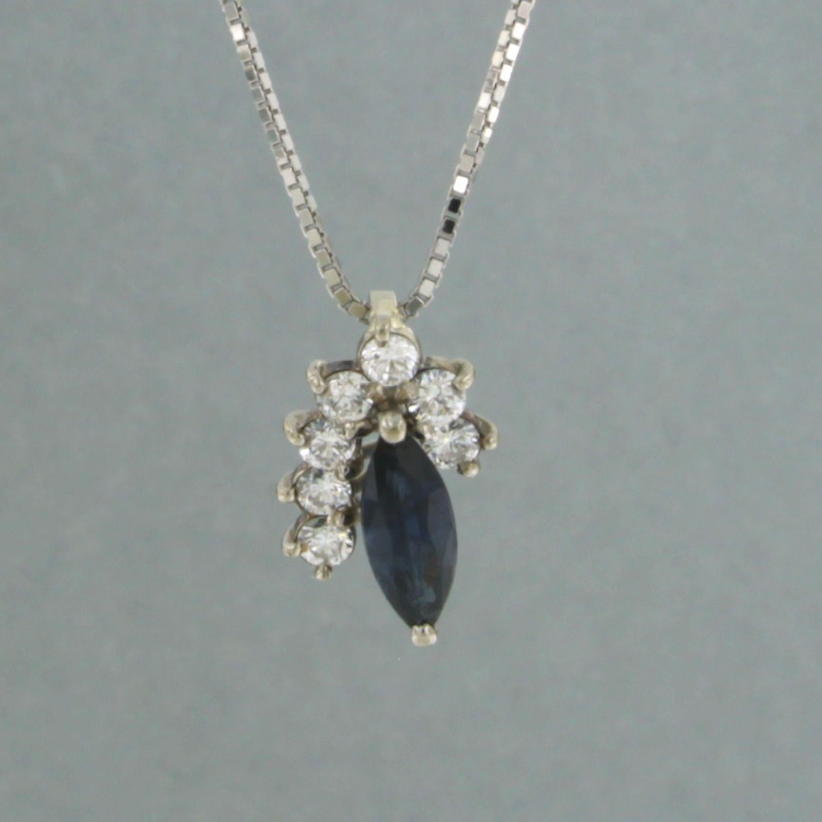 Collar y colgante con zafiro y diamantes talla brillante Oro de 18k en Excelente estado para la venta en The Hague, ZH