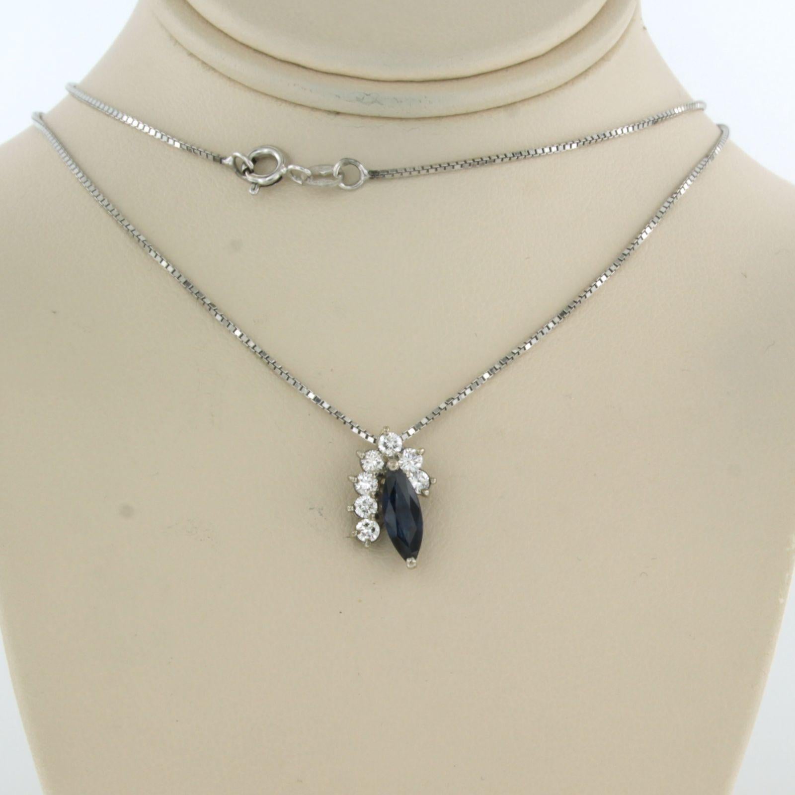 Collar y colgante con zafiro y diamantes talla brillante Oro de 18k en venta 1