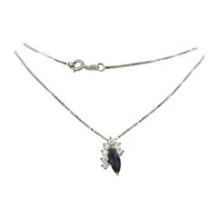 Necklace and pendant with sapphire and brilliant cut diamonds 18k gold