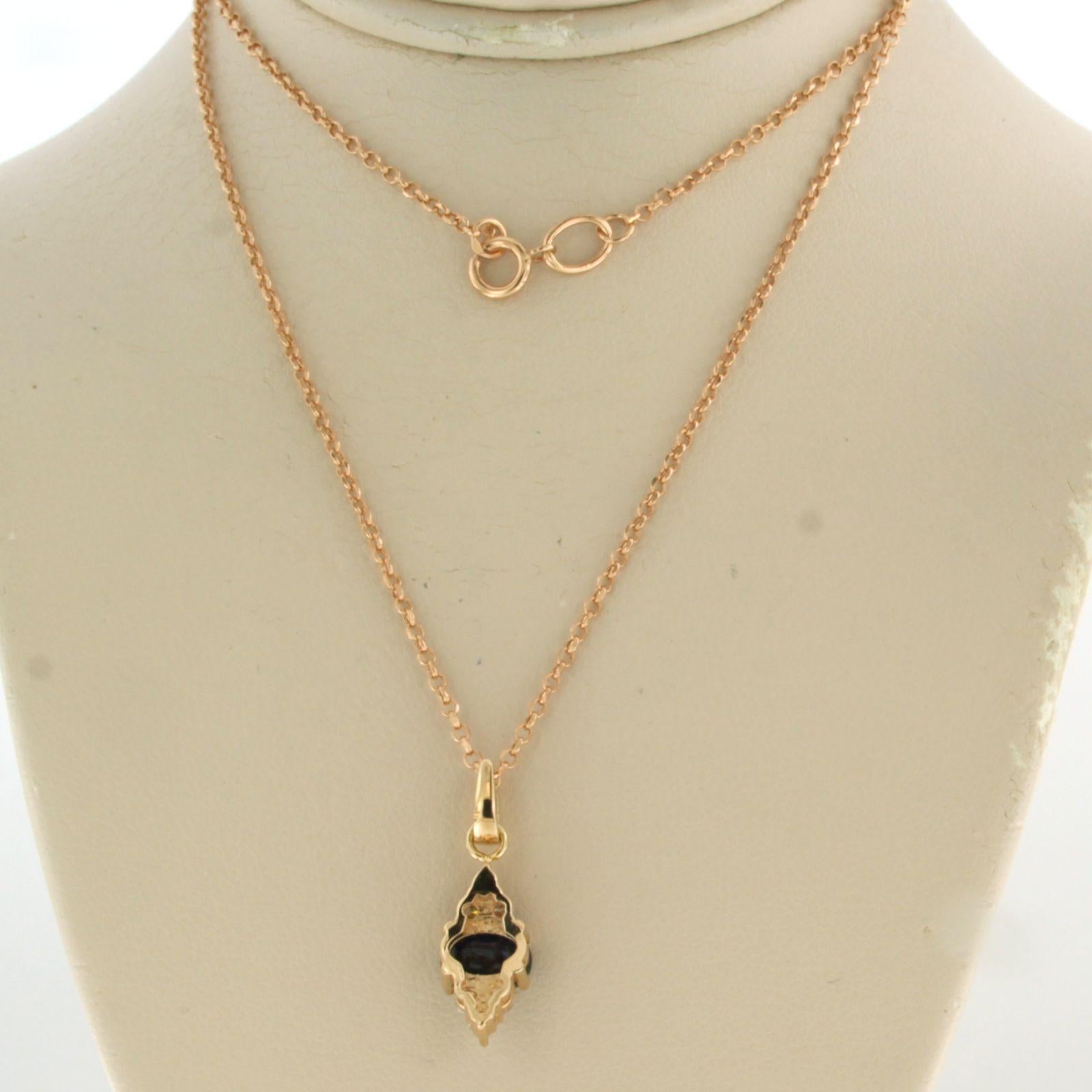 Necklace and pendant with sapphire and diamonds up to 0.20ct 14k pink gold For Sale 2