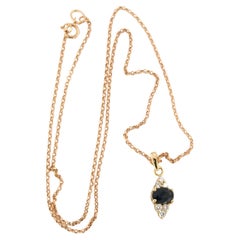 Collier et pendentif en or rose 14 carats avec saphirs et diamants jusqu'à 0,20 carat