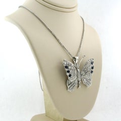 Necklace and pendant with sapphire and diamonds up to 1.00ct 18k gold