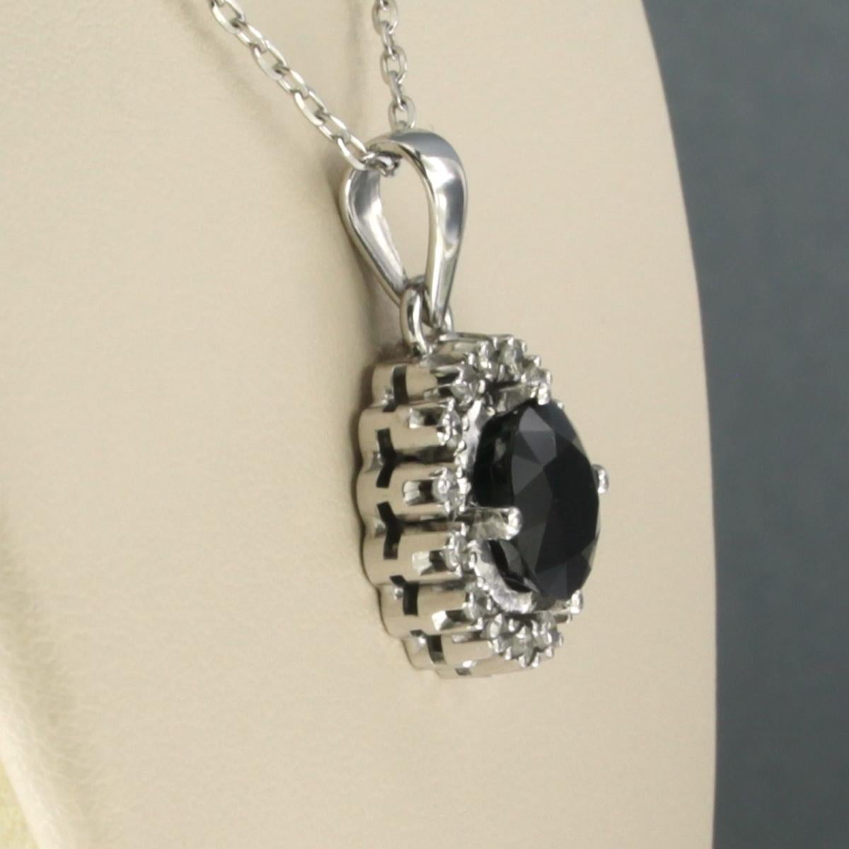 Modern Necklace and pendant with sapphire and single cut diamonds 14k/18k gold For Sale