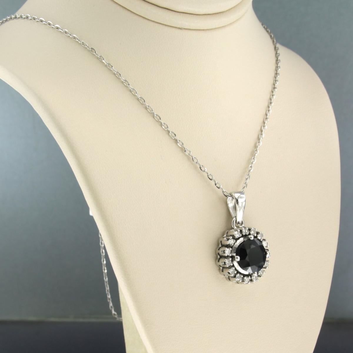 Women's Necklace and pendant with sapphire and single cut diamonds 14k/18k gold For Sale