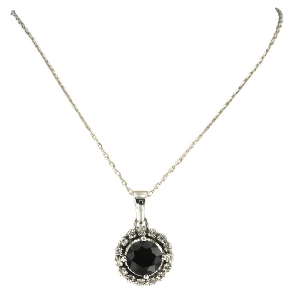 Necklace and pendant with sapphire and single cut diamonds 14k/18k gold