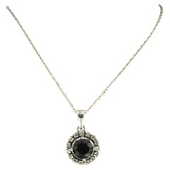 Collar y colgante con zafiro y diamantes talla única Oro de 14k y 18k