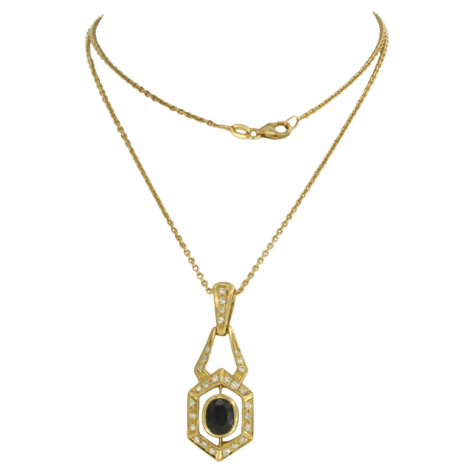 Collar y colgante con zafiro y diamantes talla única hasta 0,24ct Oro de 18k