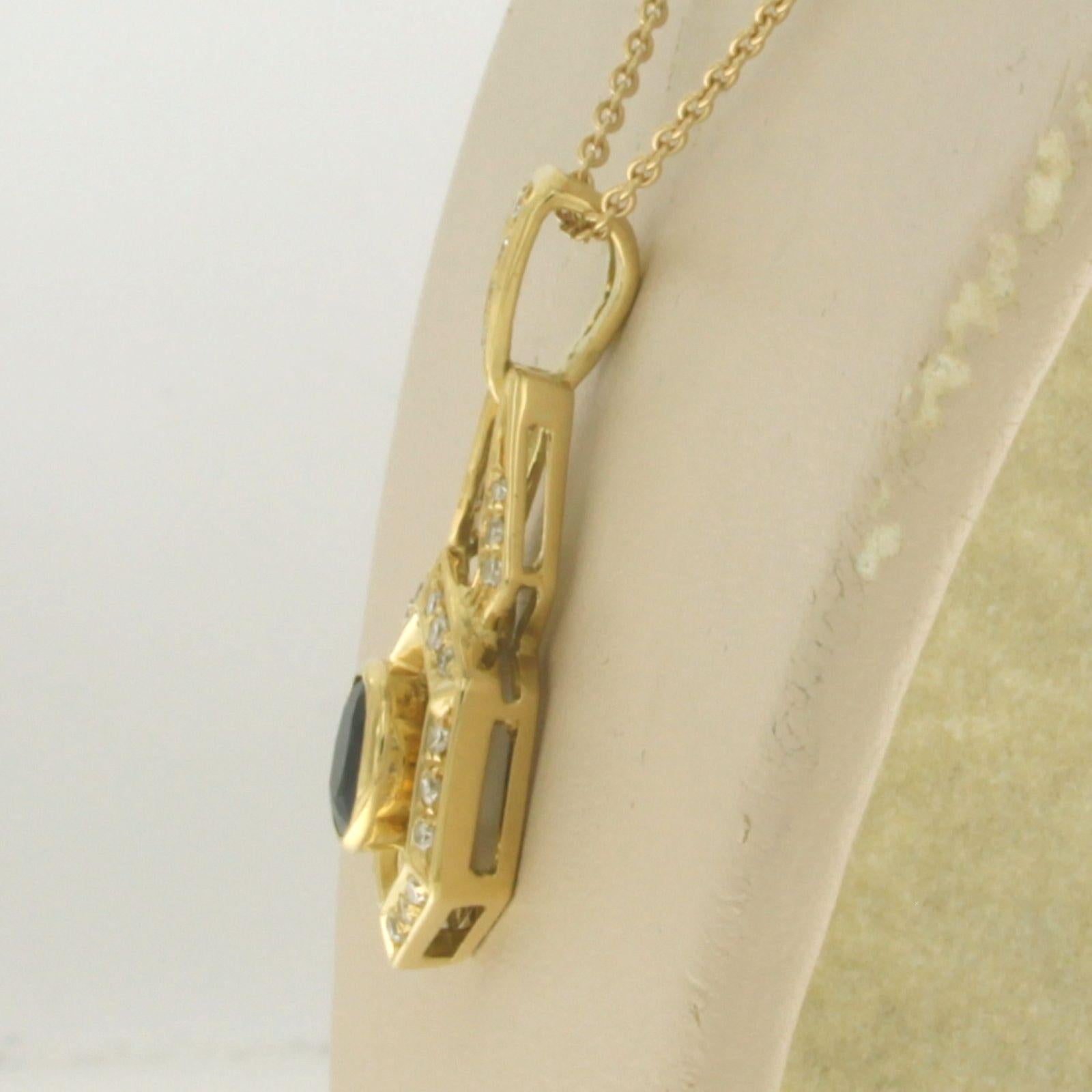 Necklace and pendant with Sapphire up to 0.70ct and single cut diamonds 18k gold In Excellent Condition For Sale In The Hague, ZH