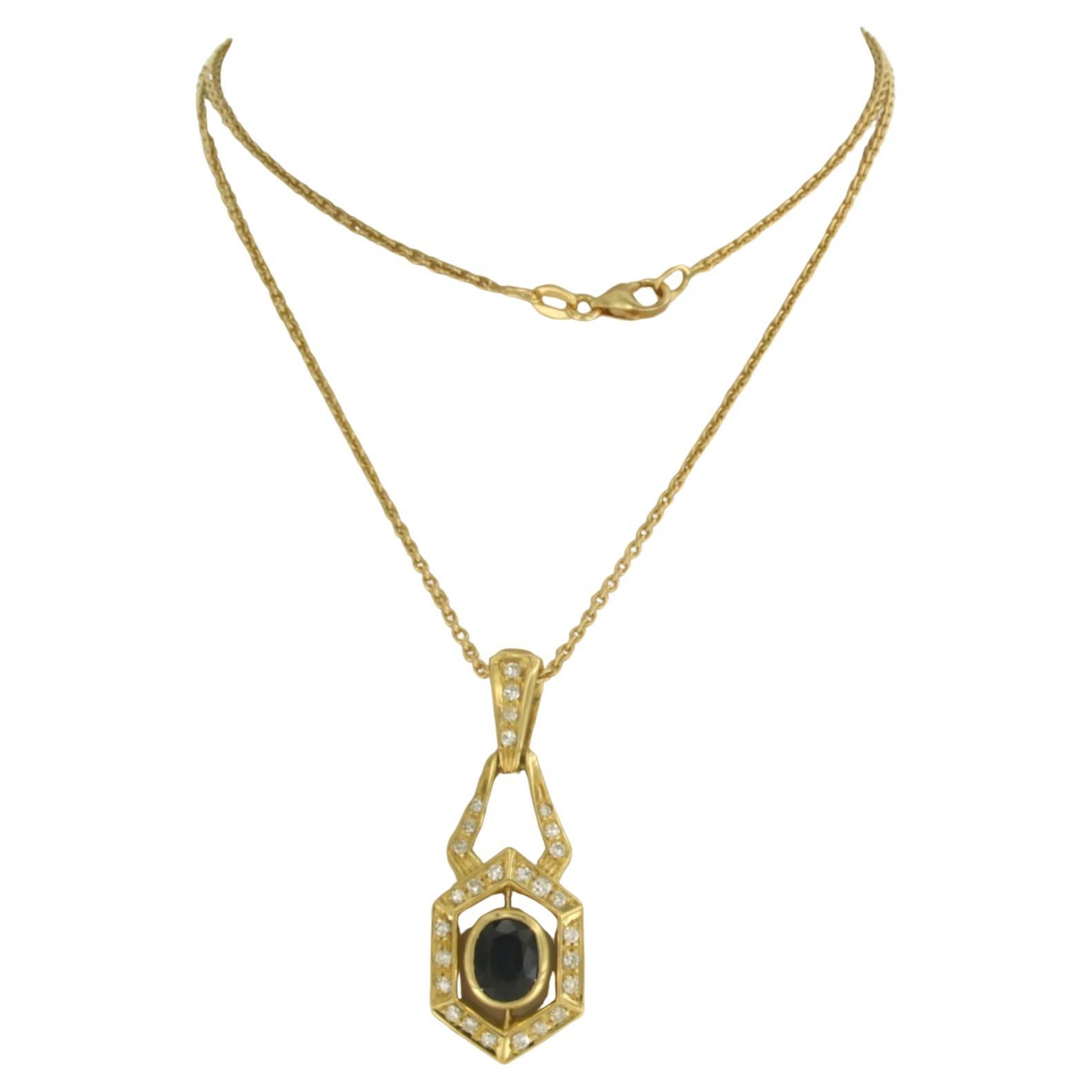 Necklace and pendant with Sapphire up to 0.70ct and single cut diamonds 18k gold For Sale