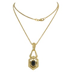 Collier et pendentif avec saphirs jusqu'à 0,70 carat et diamants taille unique en or 18 carats