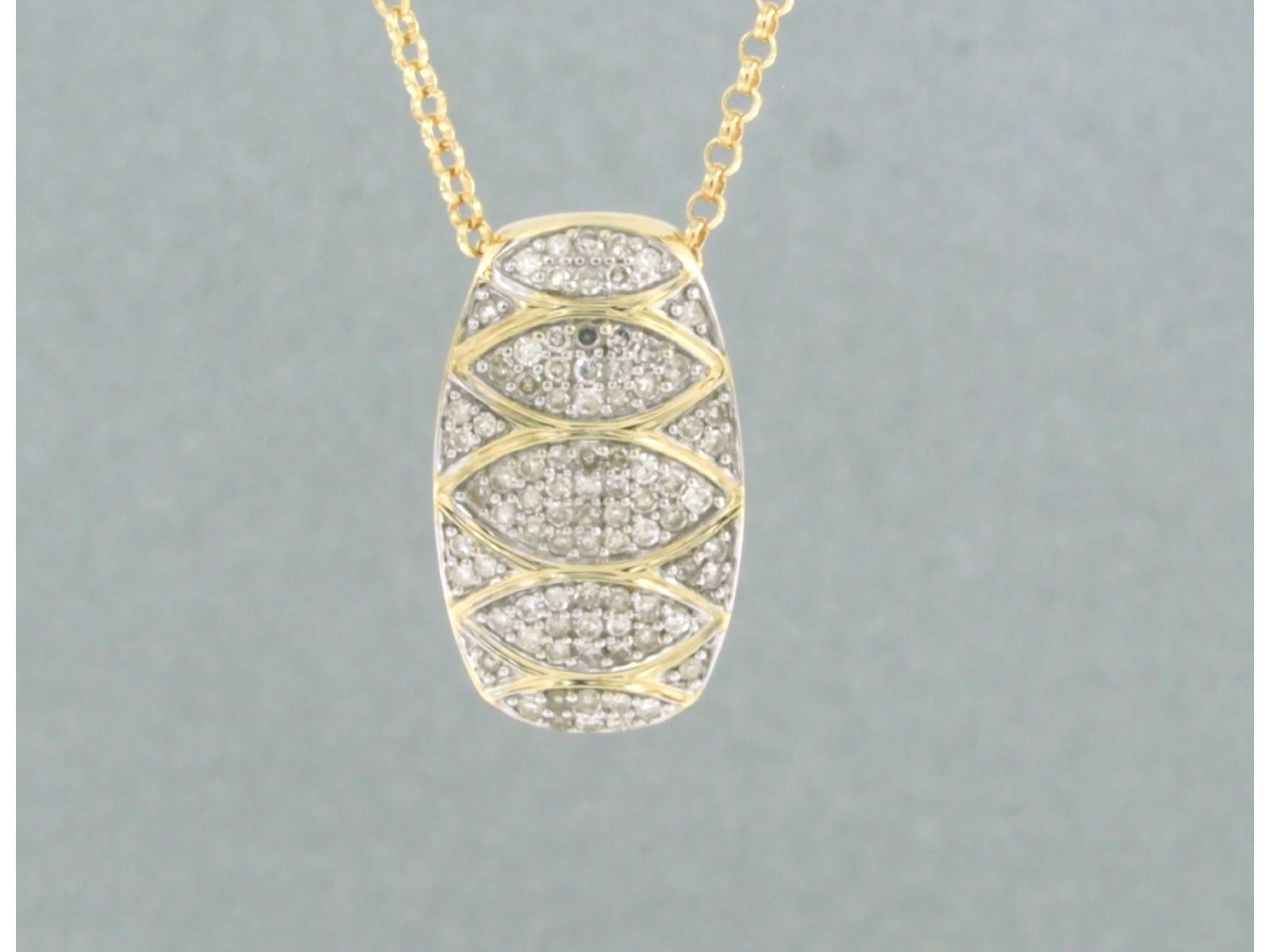 Halskette und Anhänger mit Diamanten im Einzelschliff bis zu 0,50 Karat 18 Karat zweifarbigem Gold im Angebot 1