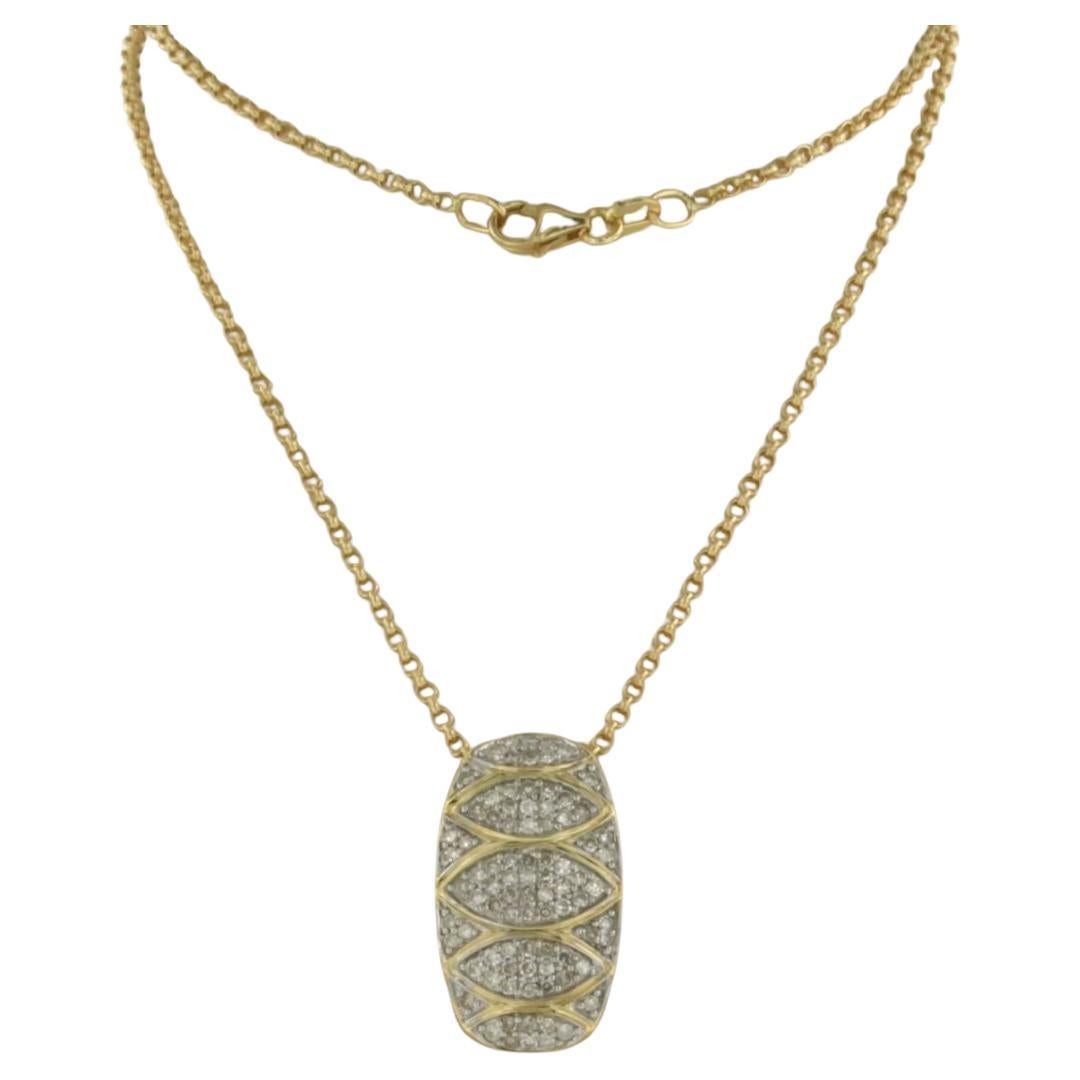 Necklace and pendant with single cut diamonds up to 0.50 ct 18k bicolour gold