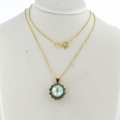 Collana e pendente con perla Southsea e diamanti taglio rosa in oro/argento 14k