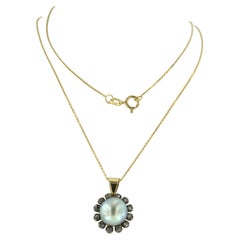 Collana e pendente con perla Southsea e diamanti taglio rosa in oro/argento 14k