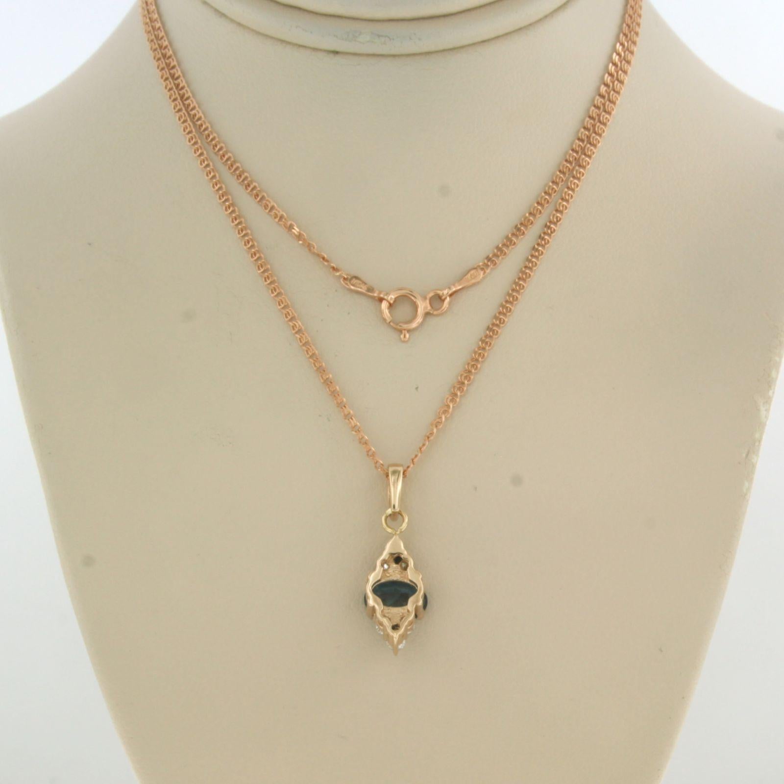 Necklace and pendant with topaz and diamonds 14k pink gold For Sale 1