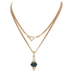 Necklace and pendant with topaz and diamonds 14k pink gold