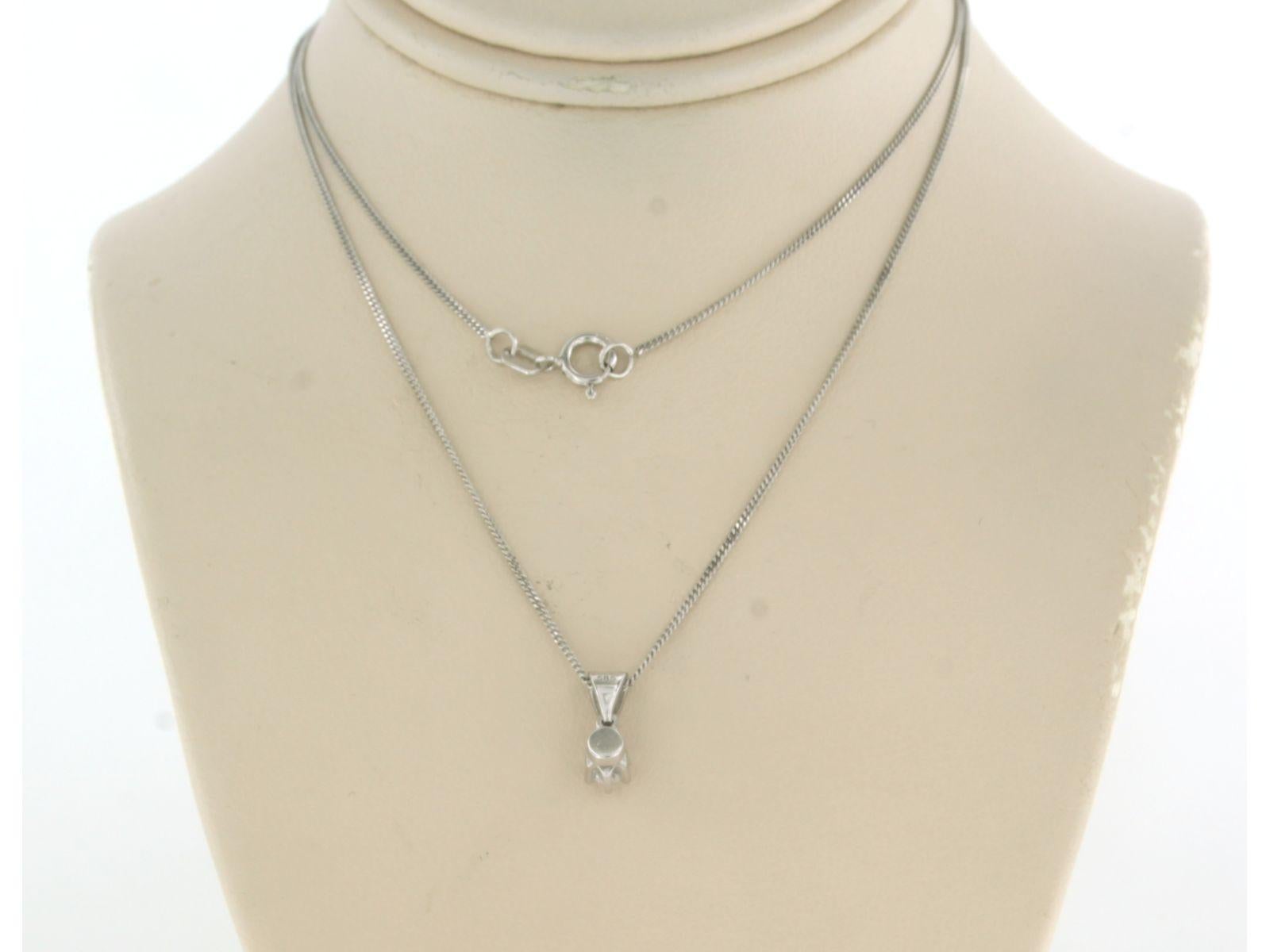 Women's Necklace and solitair pendant set with brilliant cut diamonds 14k white gold For Sale
