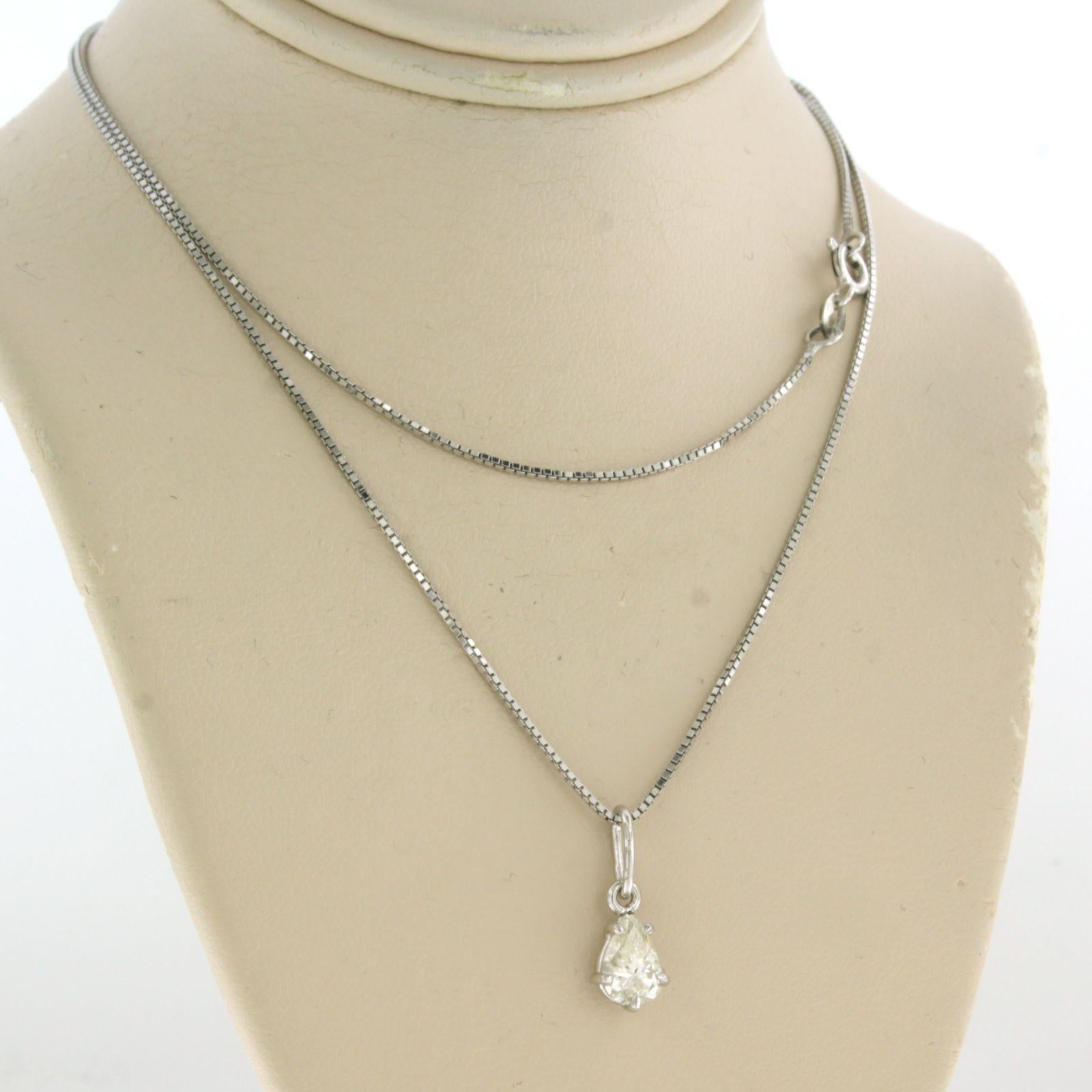 Modern Necklace and solitair pendant set with diamond 18k white gold For Sale