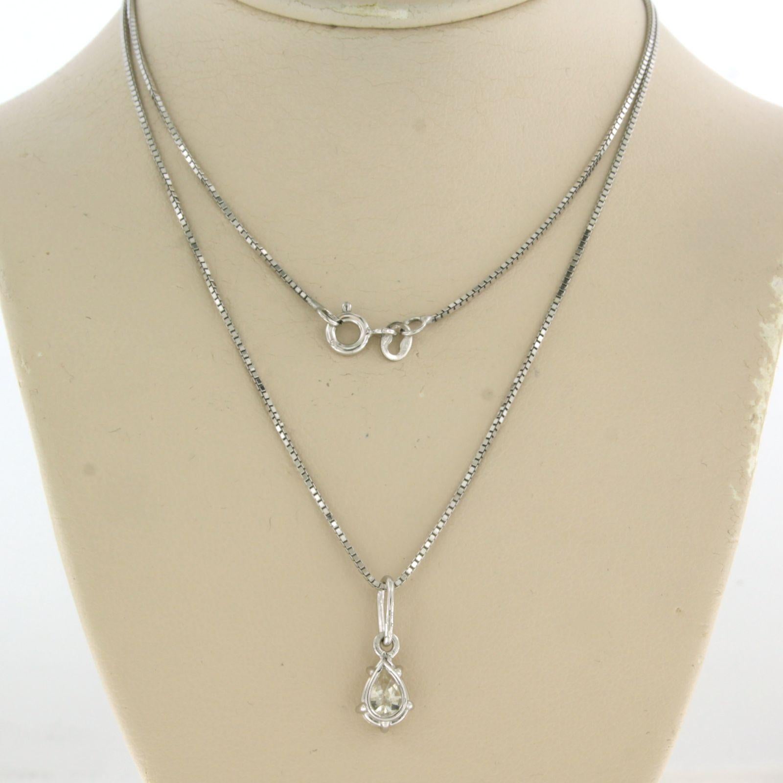 Necklace and solitair pendant set with diamond 18k white gold For Sale 1