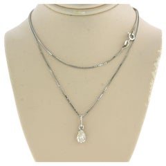 Necklace and solitair pendant set with diamond 18k white gold