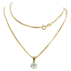 Necklace and solitaire pendant with brilliant cut diamond up to 0.90ct 18k gold