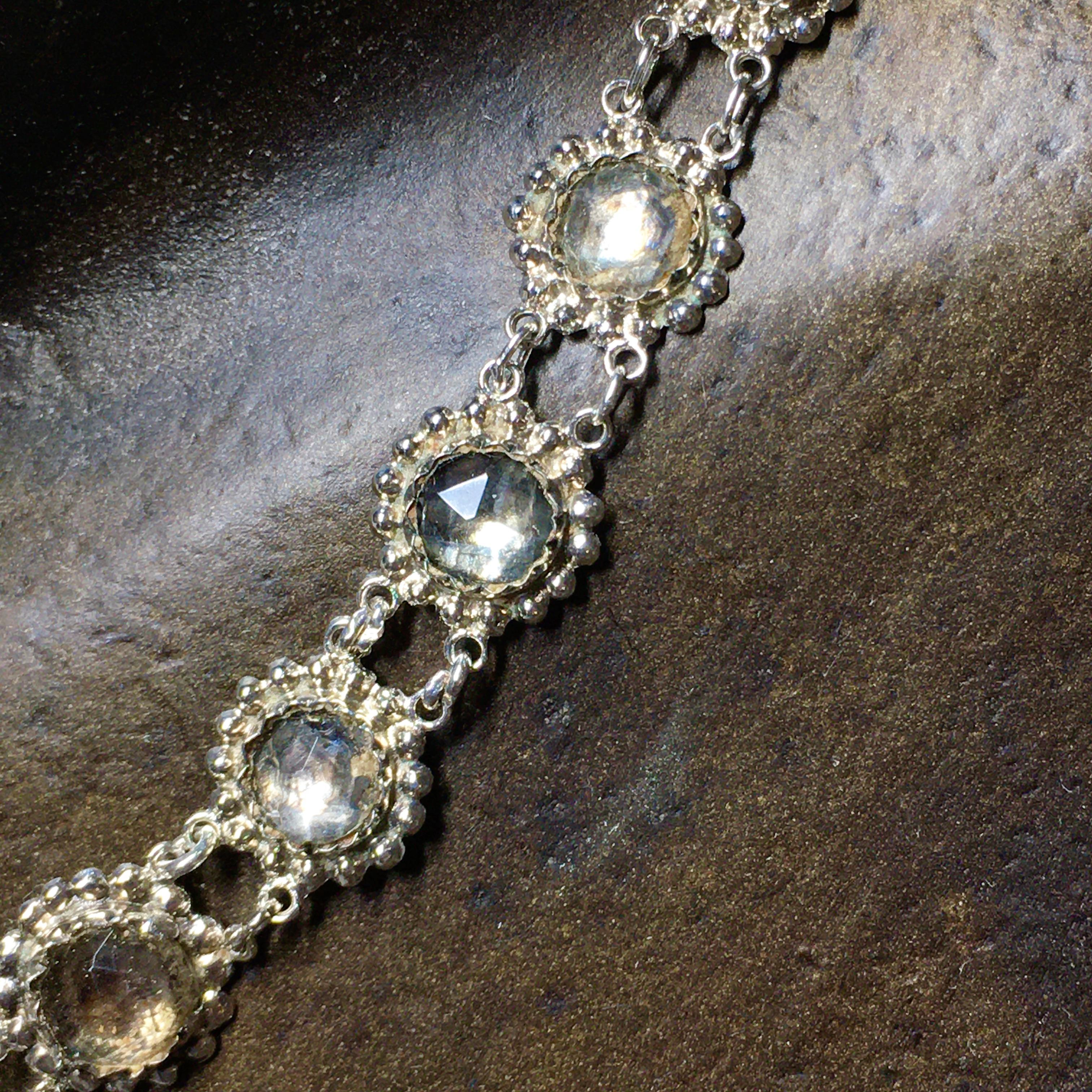 Necklace, Antique, Silver, Rhinestone, 1850 In Fair Condition For Sale In EL Waalre, NL