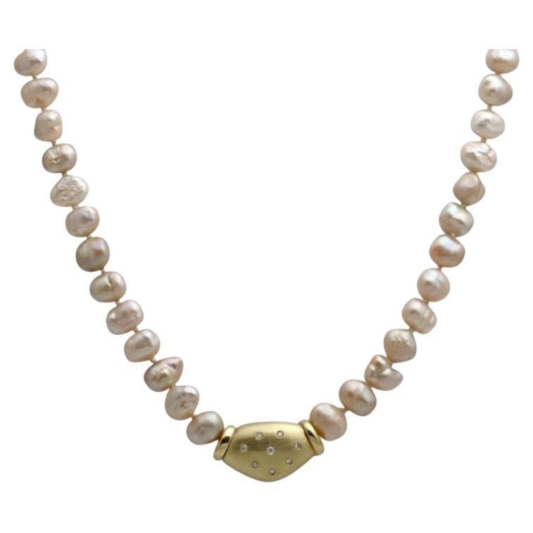 Pearl Necklace with Diamond Ball Clasp For Sale at 1stDibs diamond