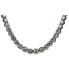 Retro Brilliant Cut Graduated Diamond Collet Necklace of 9 Carats, English circa 1999