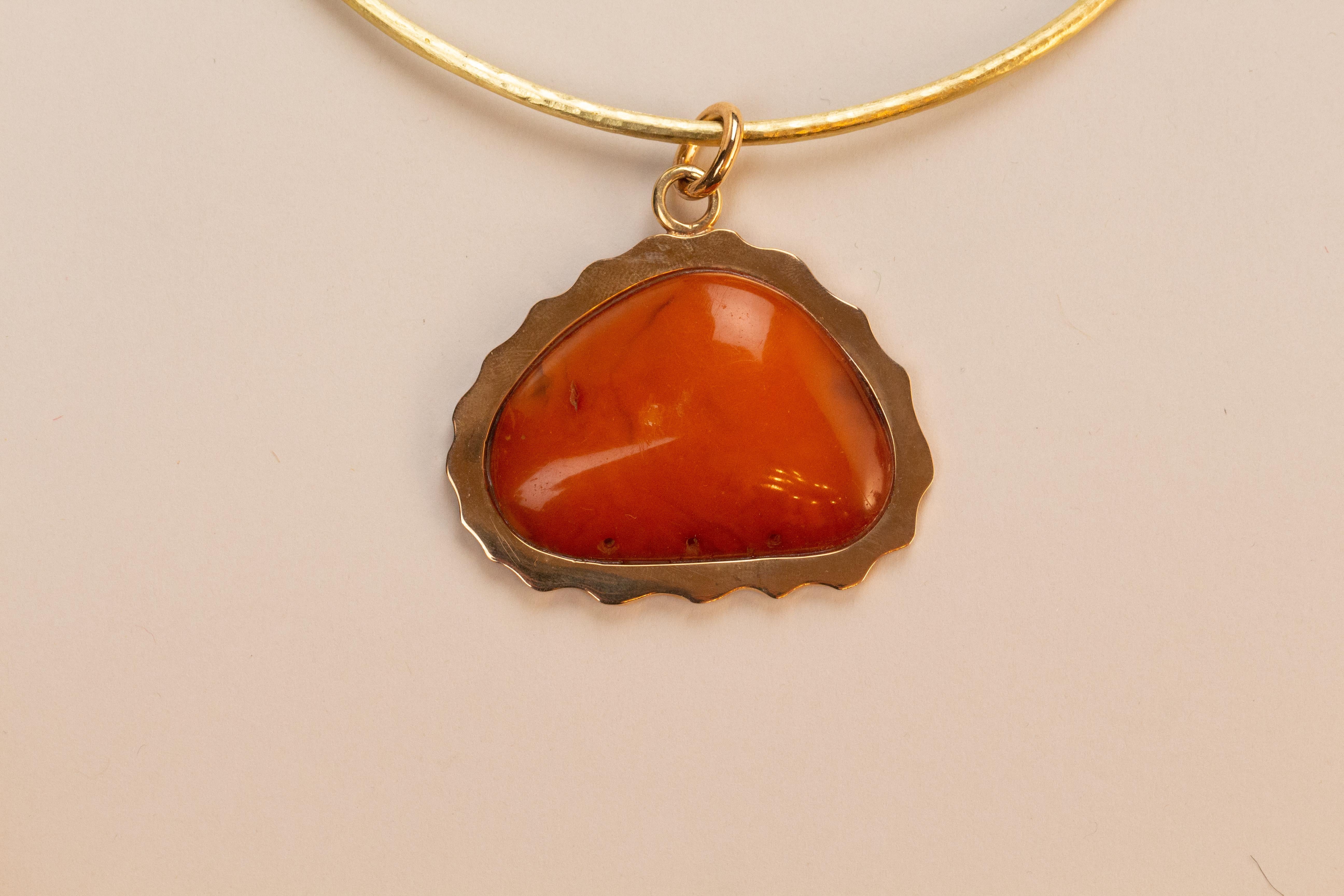 Artisan Necklace Bronze and Antiques Baltic Amber For Sale