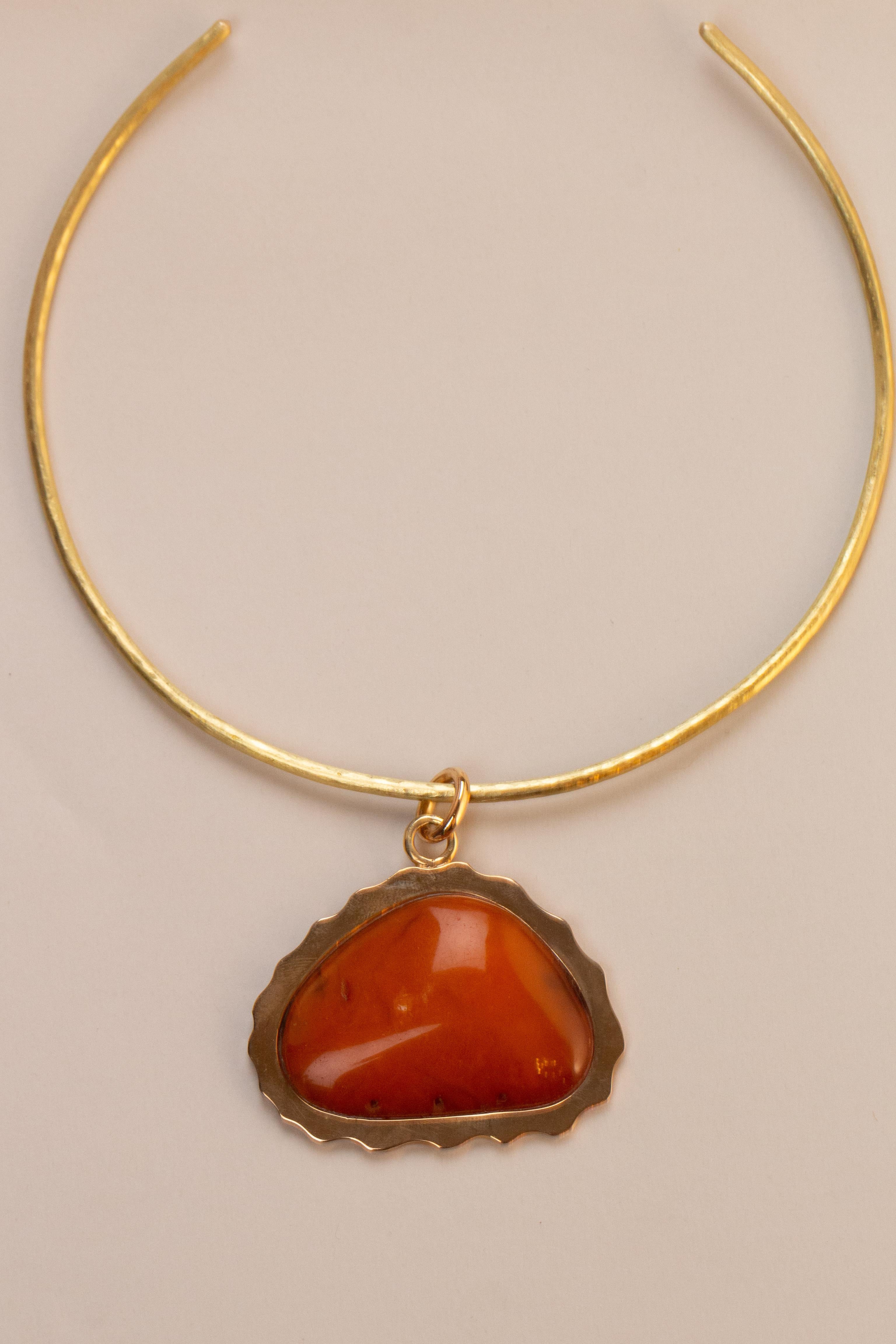 Necklace Bronze and Antiques Baltic Amber In New Condition For Sale In Milan, IT