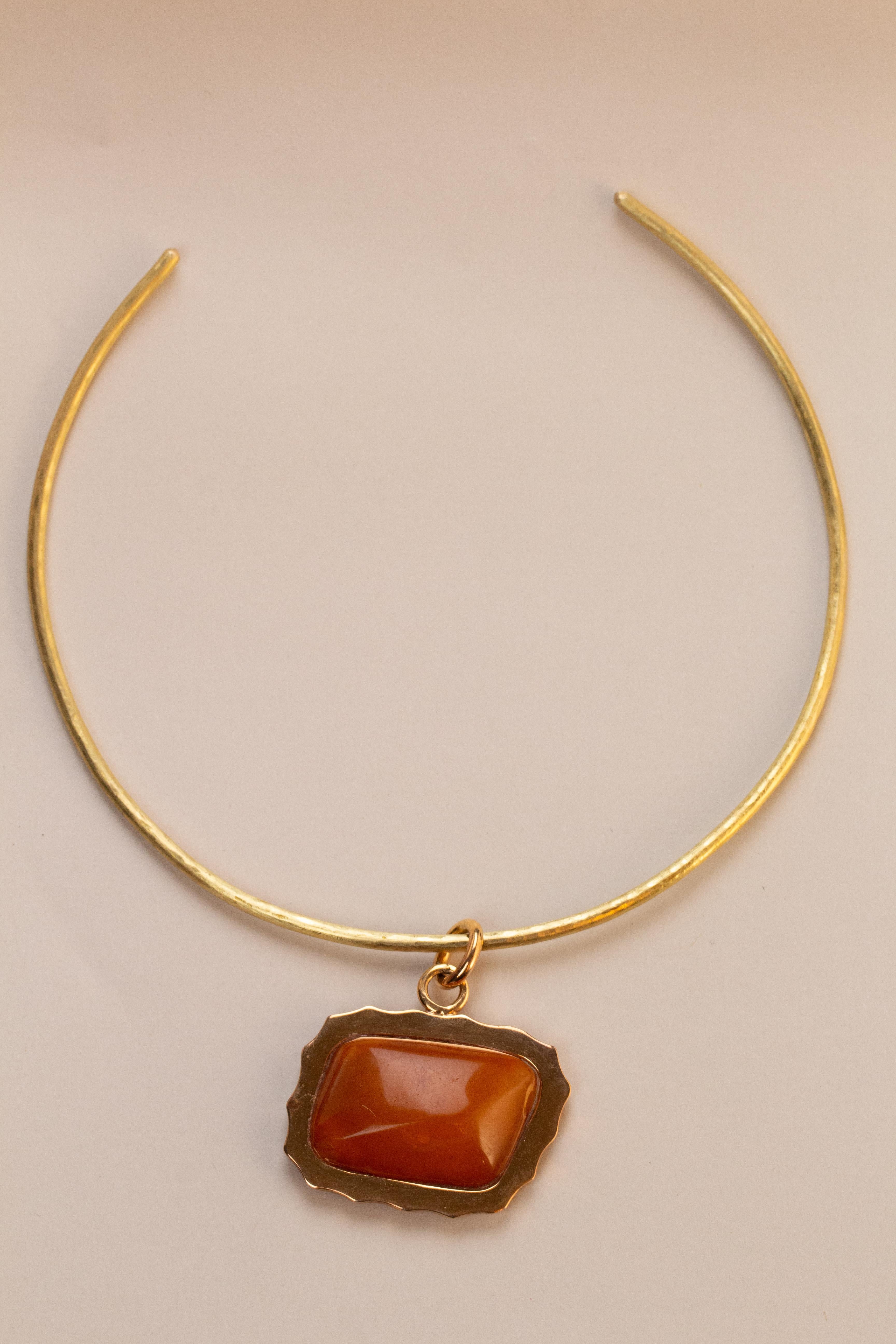 Women's or Men's Necklace Bronze and Antiques Baltic Amber For Sale