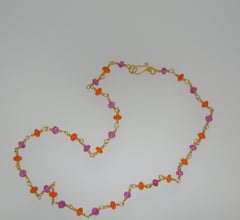 Necklace Burmese Ruby and Mexican Fire Opal beads in 22 Karat gold