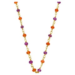 Necklace Burmese Ruby and Mexican Fire Opal beads in 22 Karat gold Necklace Burmese Ruby and Mexican Fire Opal beads in 22 Karat gold