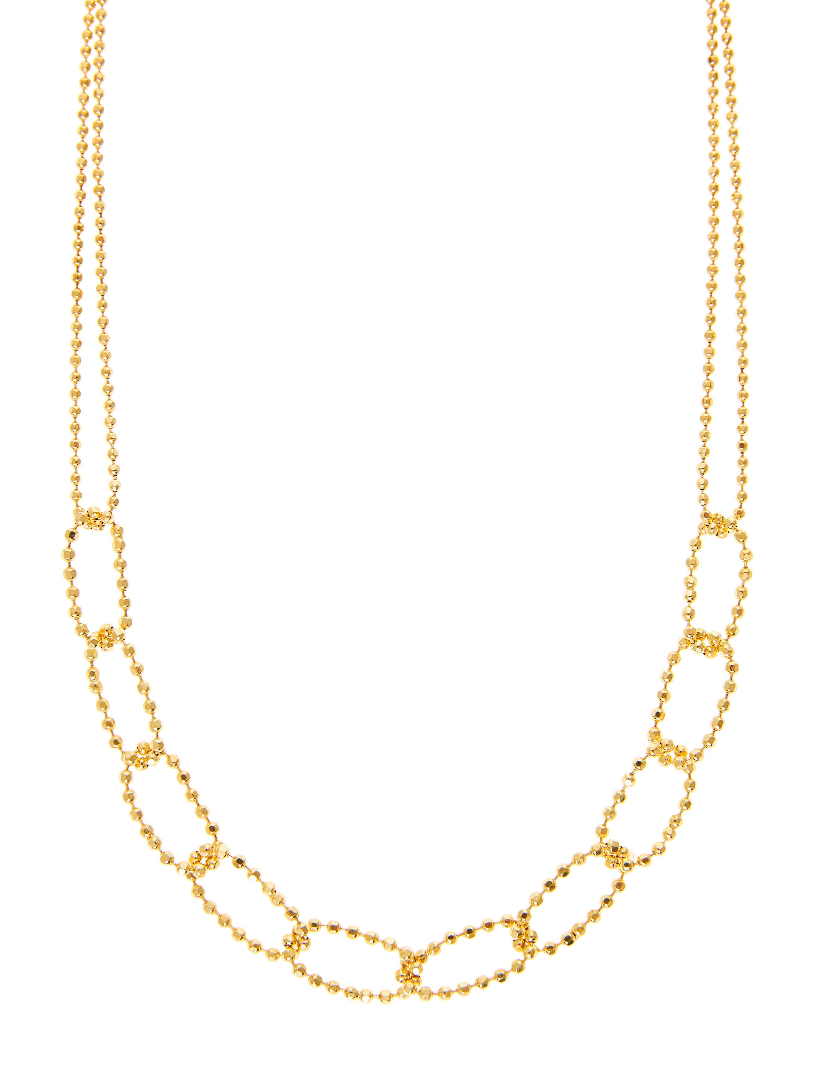 Necklace Chain Beaded Ball Classic 18K Gold Plated Sterling Silver Greek Jewelry In New Condition For Sale In Athens, GR