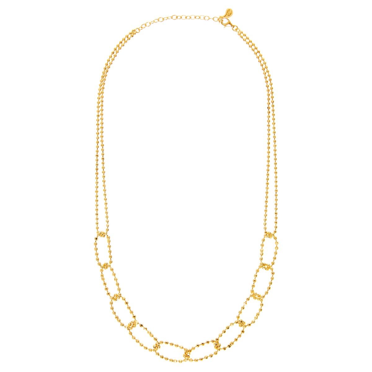 Necklace Chain Beaded Ball Classic 18K Gold Plated Sterling Silver Greek Jewelry For Sale