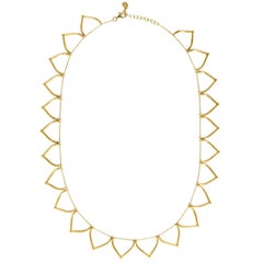 Necklace Chain Classic  18K Gold-Plated Silver  Lotus Shaped Motif Greek