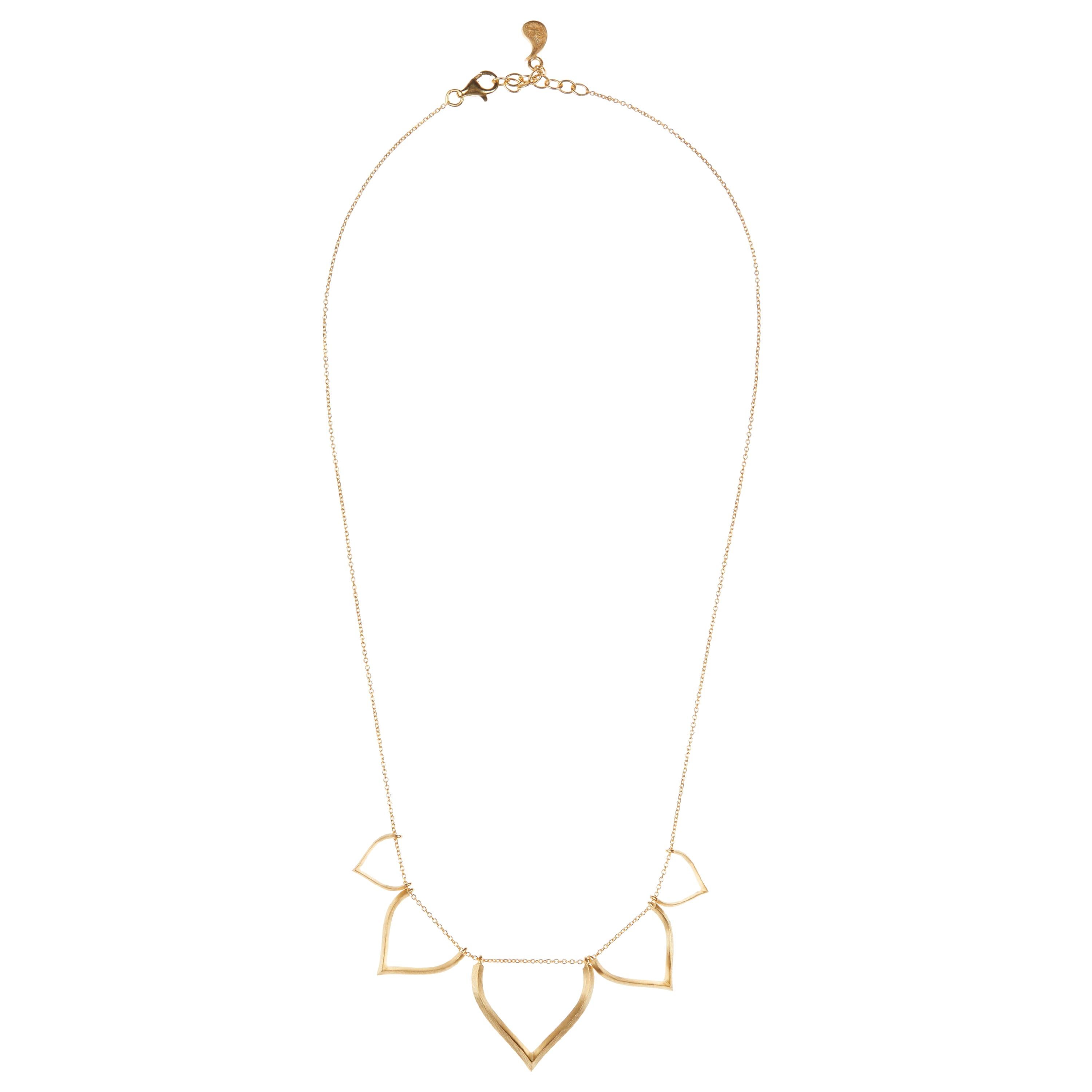 Necklace Chain Classic 18K Gold-Plated Sterling Silver Lotus Shaped Motif Greek For Sale