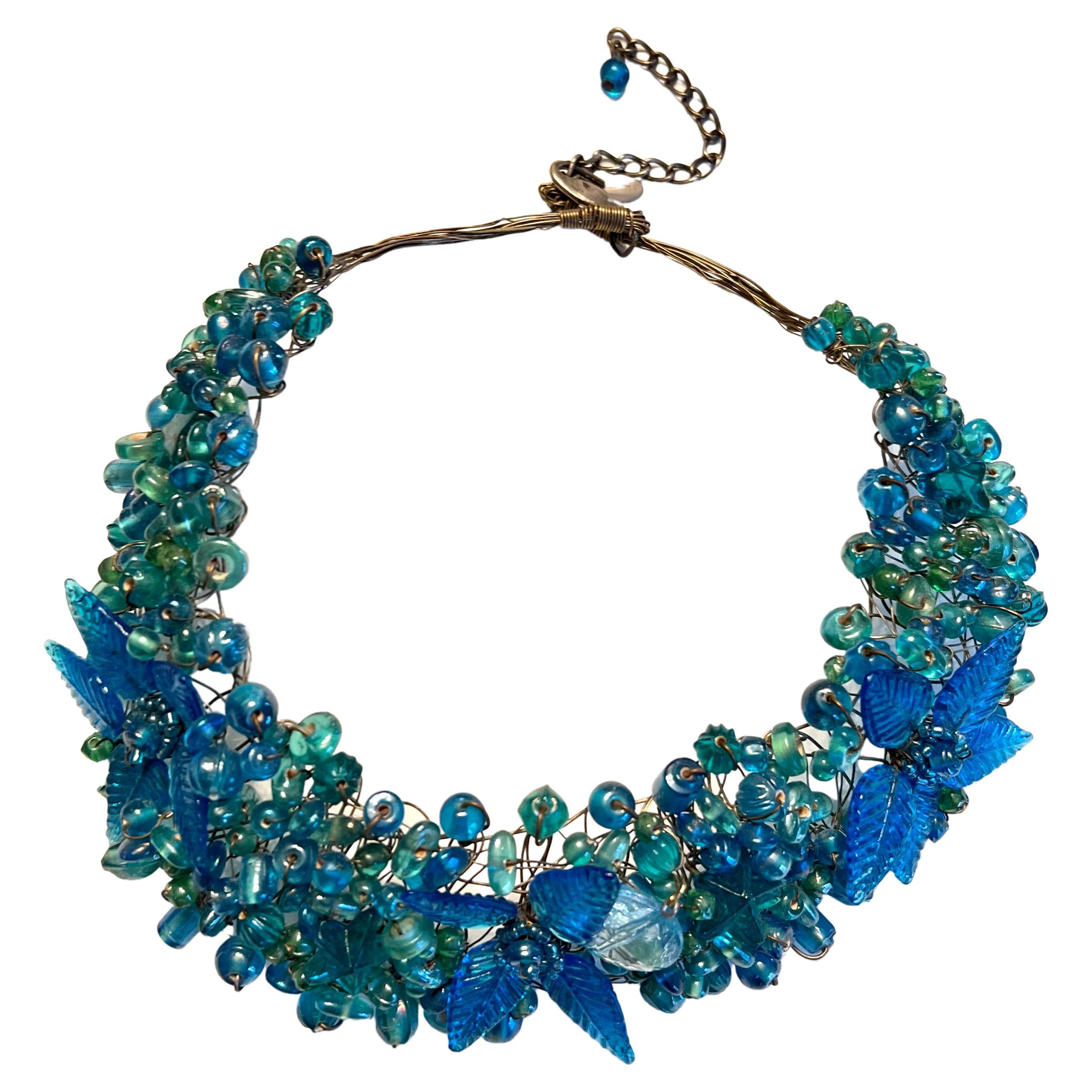Necklace Chocker of Glass Cut Leaves and Berries