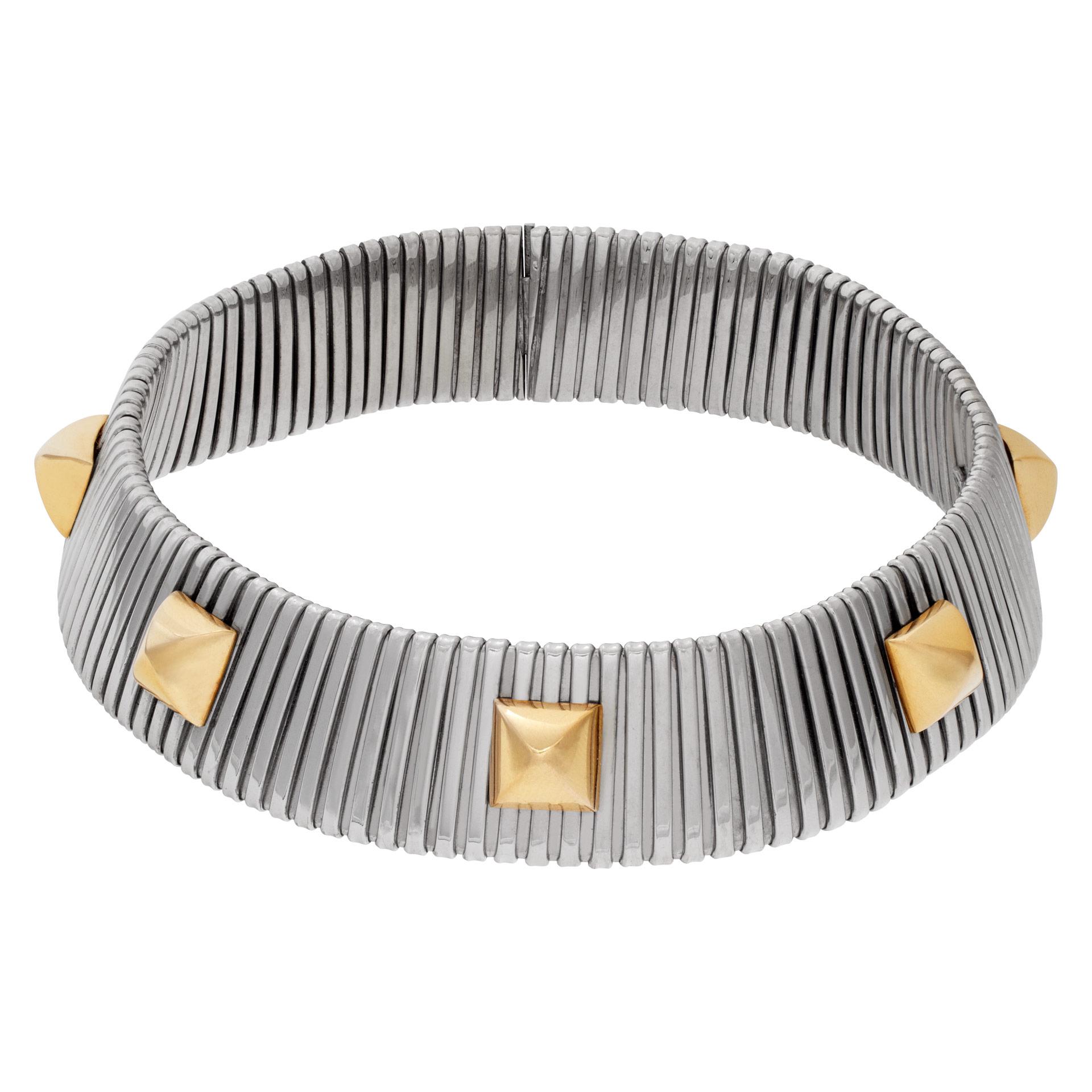 Halskette im Choker-Stil aus 18 Karat Weiß- und 18 Karat Gelbgold im Zustand „Hervorragend“ in Surfside, FL