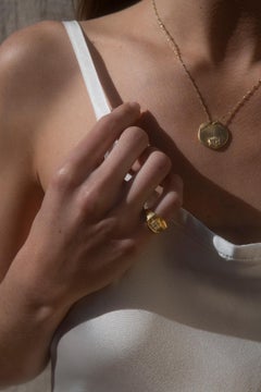 Necklace Classic 18K Gold-Plated Sterling Silver Lucky Coin Lotus Enamel Greek