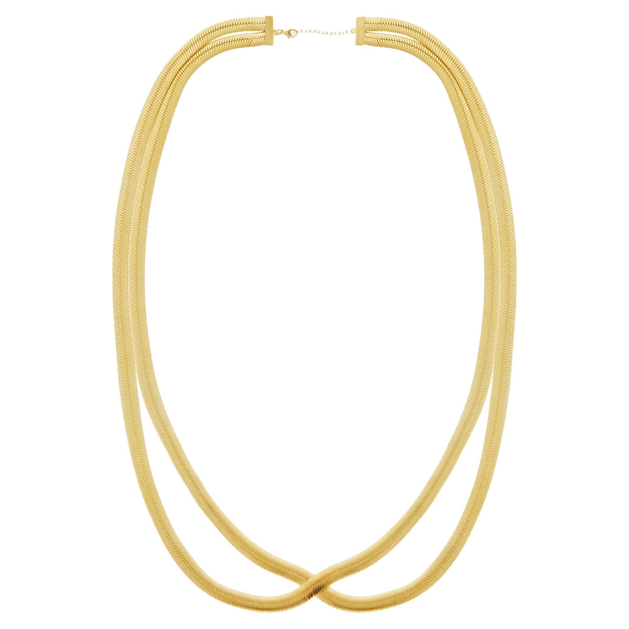 Necklace Collar Minimal Snake Chain 18 Karat Gold-Plated Silver Greek For Sale