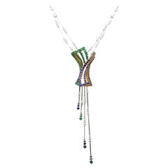 Necklace, Diamond 1.06 Carat, Emerald 1.94 Carat and Blue Sapphire 3.61 Carat