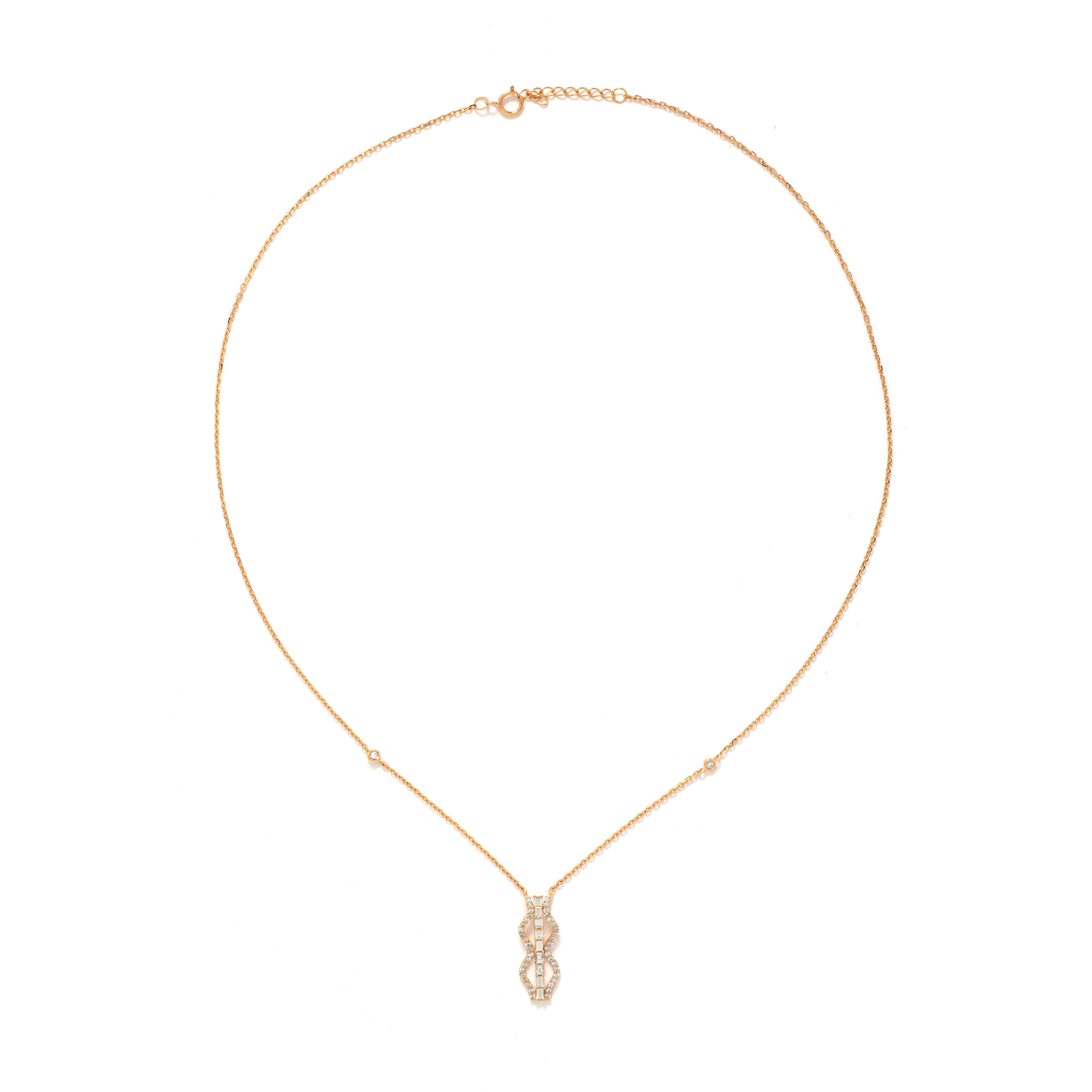 Halskette 18K Gelbgold, insgesamt 0,16 Karat nationaler Diamant Rundschliff Si1 Klarheit, G-H Farbe.

Länge: 17,00 Zoll.
