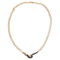 Necklace Diamond and Sapphires Yellow Gold 18Karat