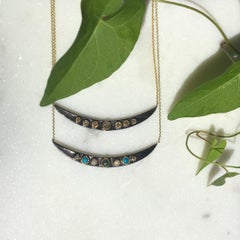 Necklace, Diamonds, 14 Karat Gold, Oxidized Sterling Silver