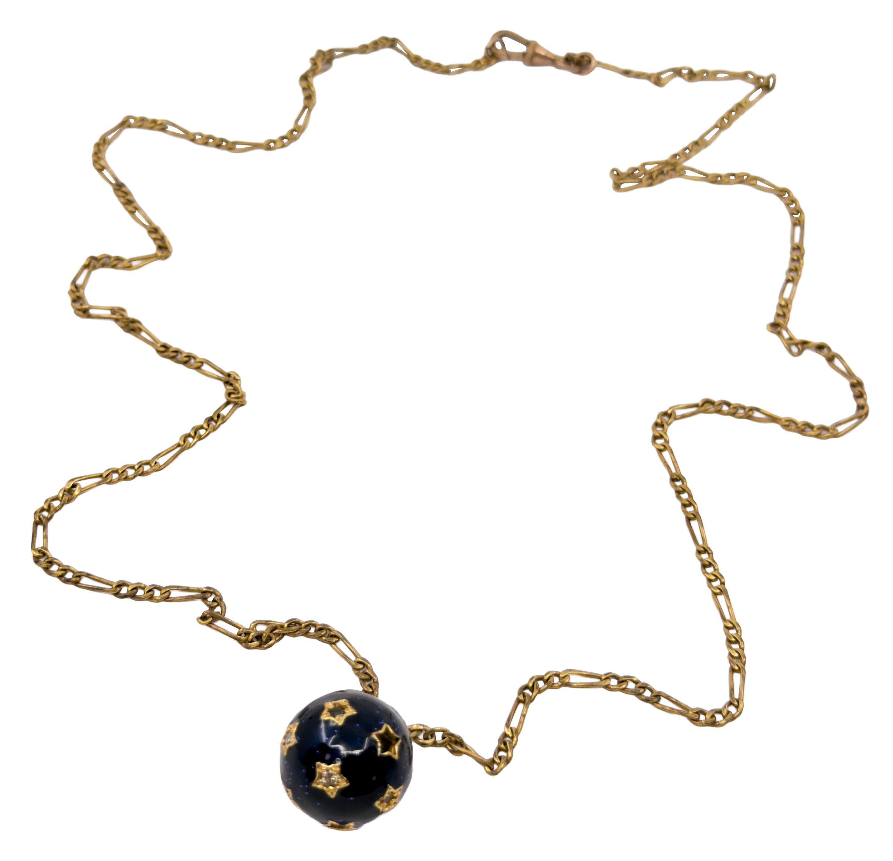 Necklace Diamonds Star Covered Sphere Black Enamel