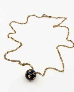 Necklace Diamonds Star Covered Sphere Black Enamel
